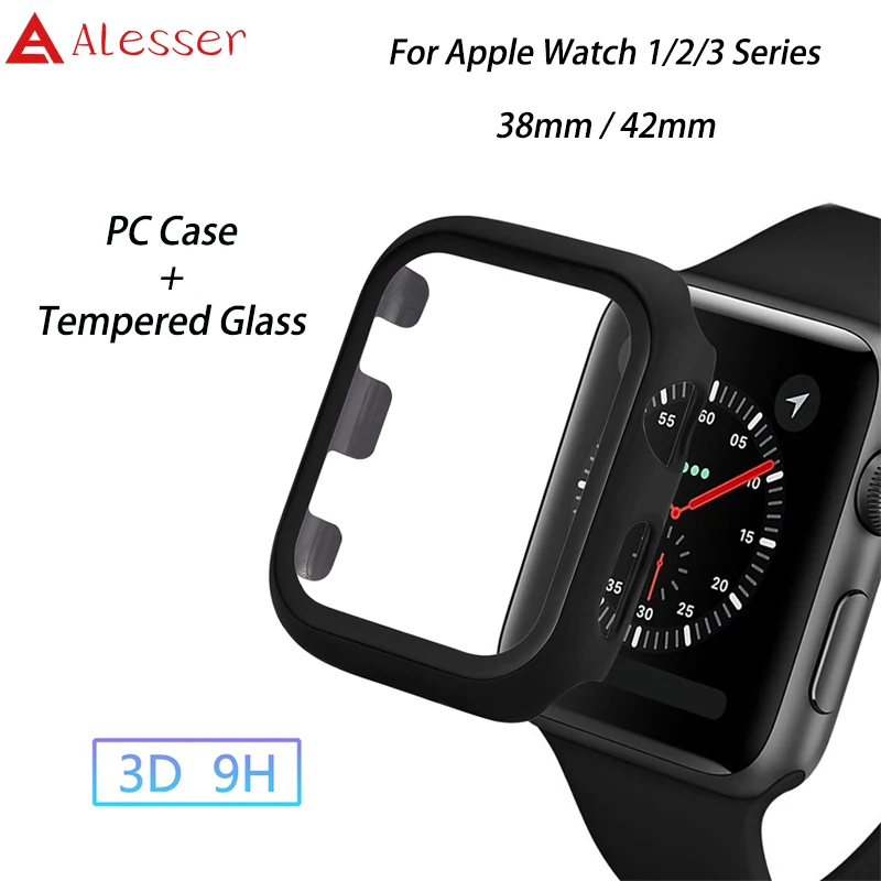 Alesser полное покрытие закаленное стекло для Apple Watch 1 2 3 серии 38 мм 42 изогнутые края