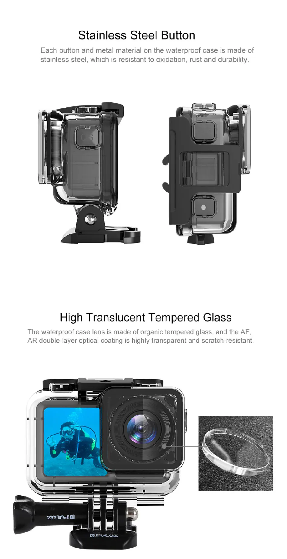 PULUZ PU398 61M for DJI OSMO Action Underwater Waterproof Diving Swimming Protective Case Shell Sports Video Cameras Accessories