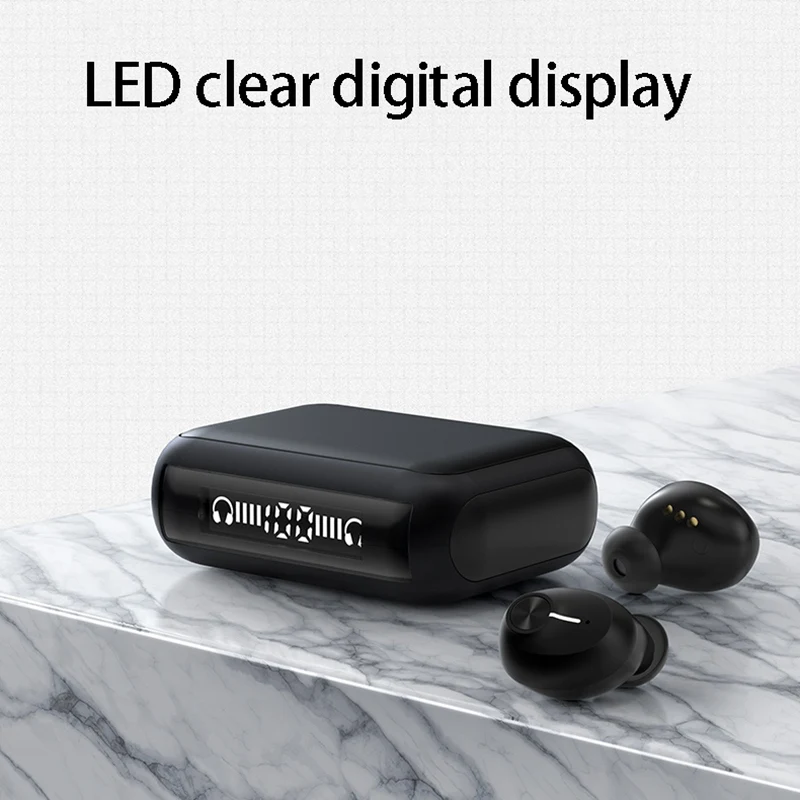 HM70 Bluetooth Headset TWS Bluetooth 5 0 Sports Stereo Wireless Bluetooth Headset with LED Digital Display Charging Box