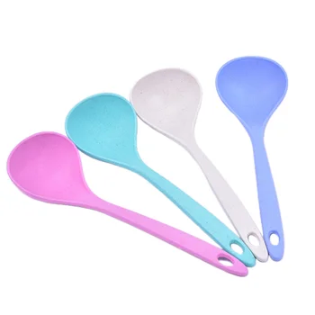 

Tableware Wheat Straw Rice Ladle 1Pcs 4 Colors Long Handle Soup Spoon Meal Dinner Scoops Kitchen Supplies Cooking Tool