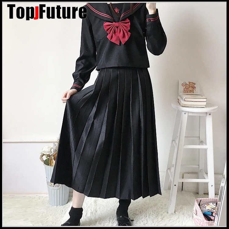 HIHG GRADE Red Sakura Embroidery Japanese Uniforms Black Cute 