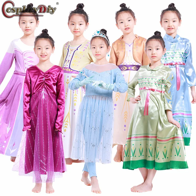 

Cosplaydiy Baby Girl Anna Elsa Dress Princess Cinderella Fancy kids clothes for Christmas Party Costume Snow Queen Cosplay
