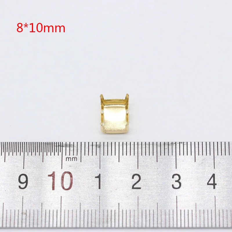 30p All shape&size Empty Base Setting Gold plated Blank Claw For Holder jewels stones Stitch On Sew On Crystal Glass Rhinestones - Цвет: 8x10mm rectangle