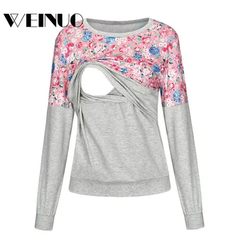 

Maternity Blouse 2019Top Women Pregnant Nusring Maternity Long Sleeve Tops Splicing Stripe Blouse For Women Ropa Embarazada