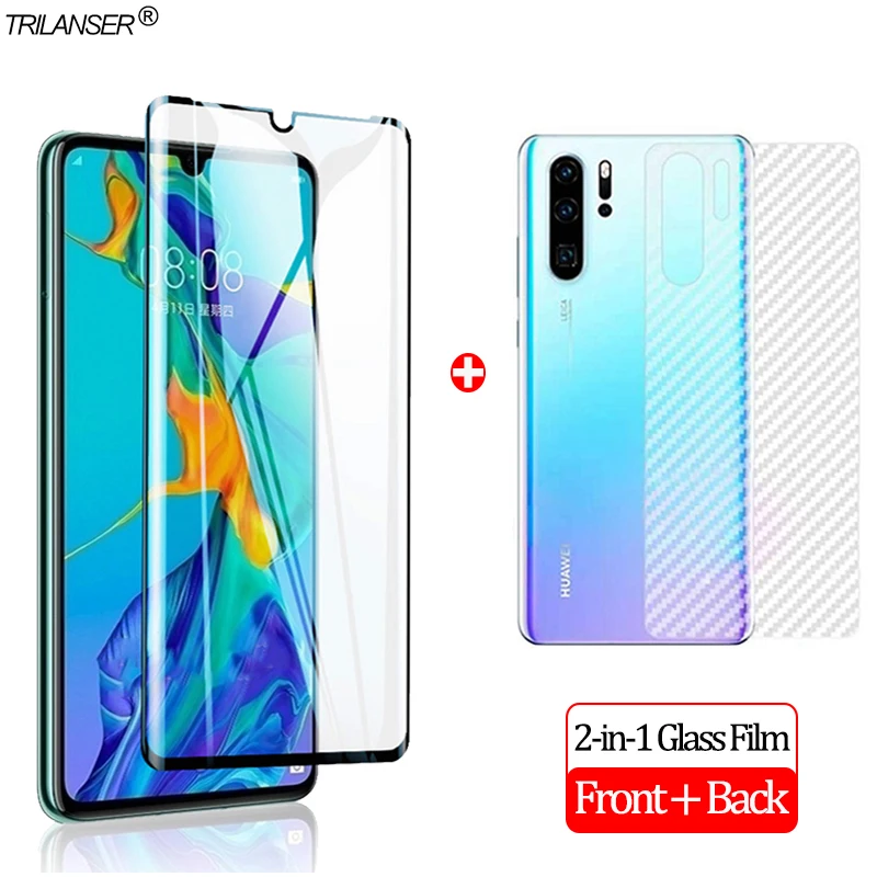 Стекло хуавей р30 про 2-в-1 передняя+ задняя стеклянная пленка huawei p30 pro защитное стекло huawei p30 lite glass защитная пленка для экрана huawei p30 pro мягкая задняя пленка стекло на хуавей р30 лайт стекло - Цвет: 2-in-1 Glass Film
