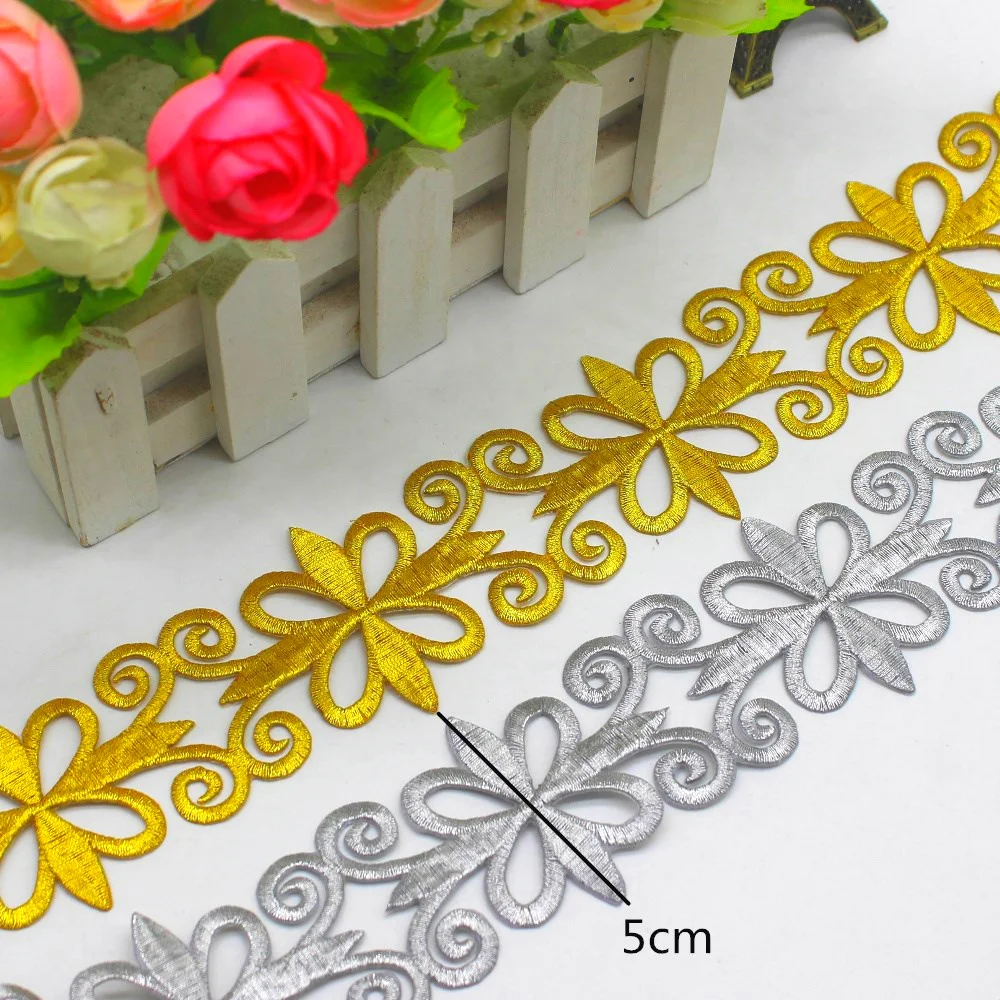 1 Yard Gold bestickte Spitze für Cosplay-Kleider-Applikationen zum Aufbügeln in Europa, Vintage-DIY-Kleidungsbesatz – Detail 13
