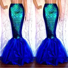 New Sexy Green Rose Red Mermaid Adult Princess Womens Halloween Cosplay Costume Fancy Club Party Sequins Long Tail Skirt