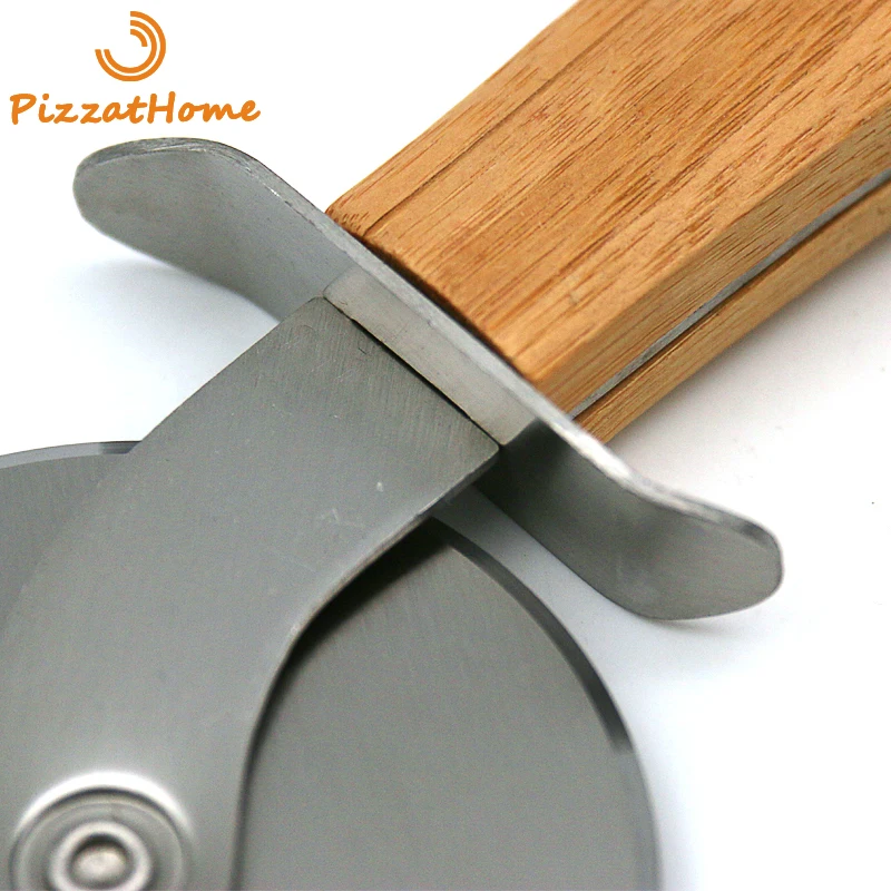 Stainless Steel Pizza Wheel Knife Smooth Rotating Pizza Slicer Cutter Wheel Knife Non Slip Wooden Handle PizzAtHome