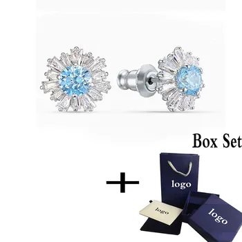 

MINA BEAR 2020 summer hot blue crystal earrings, stylish flowers decorated with a light blue, luxury accessories for women