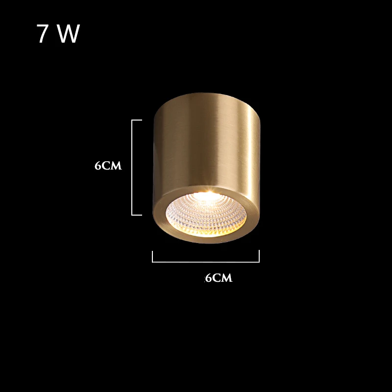 Современные медные потолочные светильники круглые светодиодные потолочные светильники для помещений, гостиной, спальни, отеля, лофт потолочный светильник для кухни - Цвет корпуса: 6cmx6cm 7w