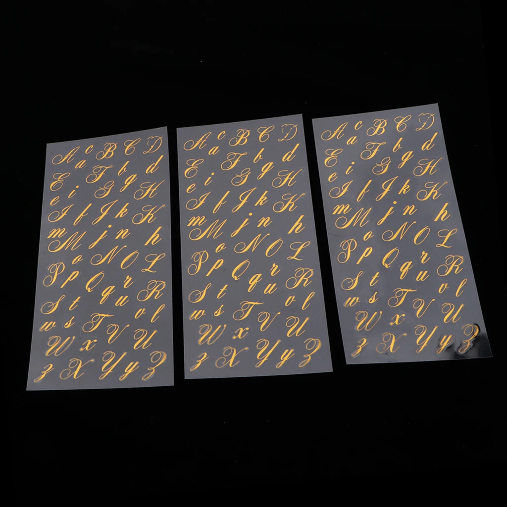 3pcs Script Alphabet Letters Peel Off Stickers Uppercase Lowercase Card Makings