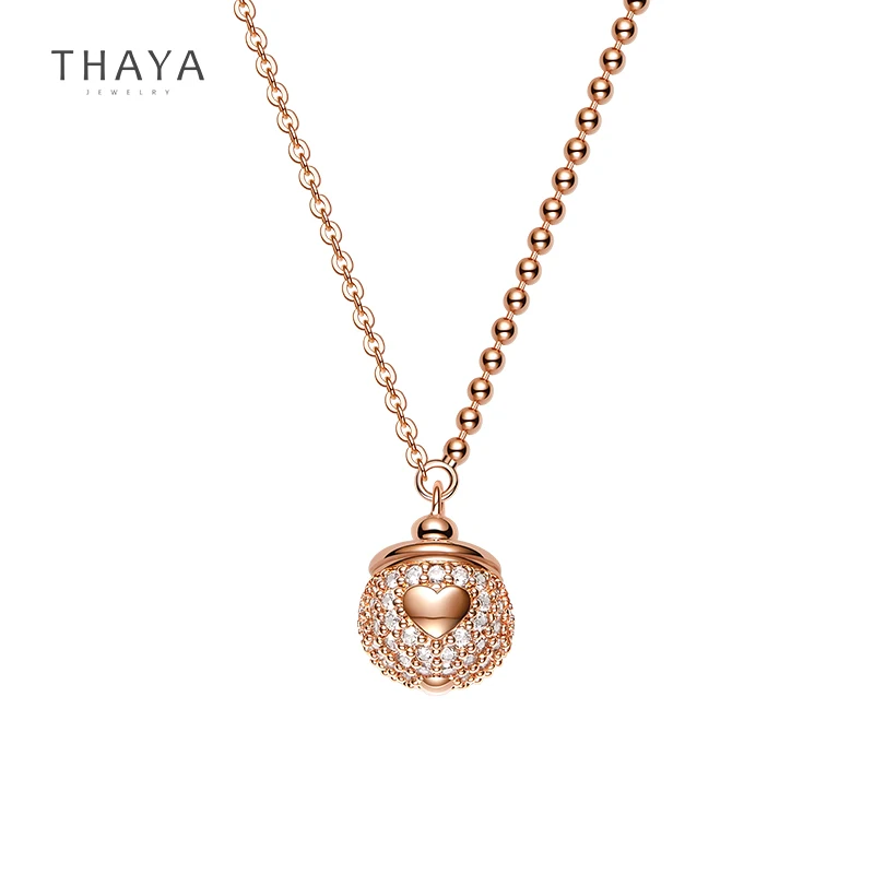 Thaya настоящее Серебро s925 желудь ожерелье 45 см покрытое 18 К розовым золотом