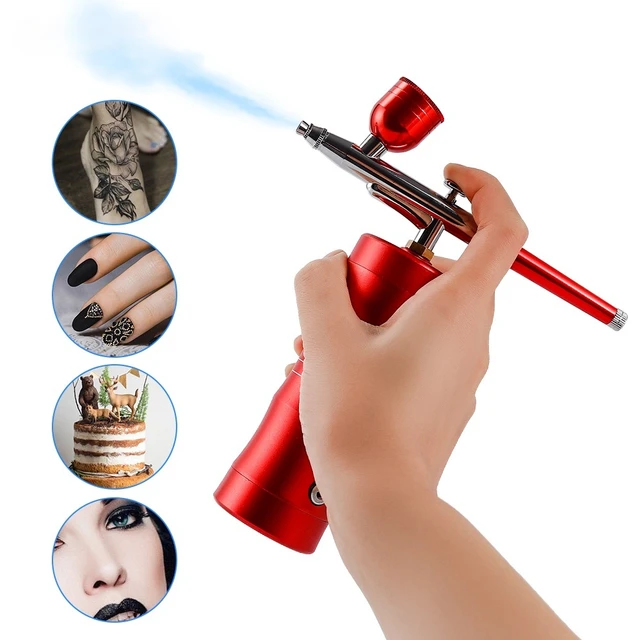 Top 0.3mm Mini Air Compressor Kit Air-Brush Paint Spray Gun Airbrush For  Nail Art Tattoo Craft Cake Nano Fog Mist Sprayer - AliExpress