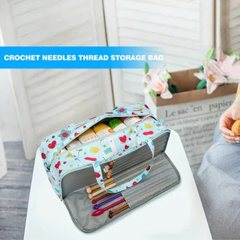 

Durable Printed Embroidery Storage Bag Practical Multi-functional Big Capacity Crochet Hooks Thread Yarn Organizer