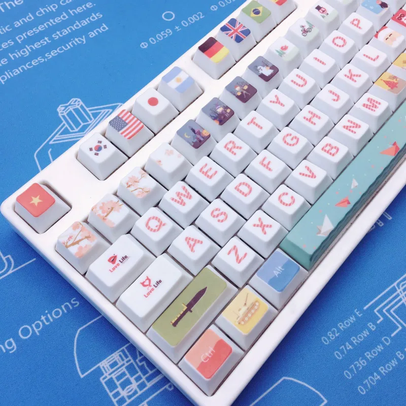 Все страны Рождество PBT сублимации Keycap оригинальная высота механическая клавиатура, посвященная вишневого цвета маленькая Пчелка