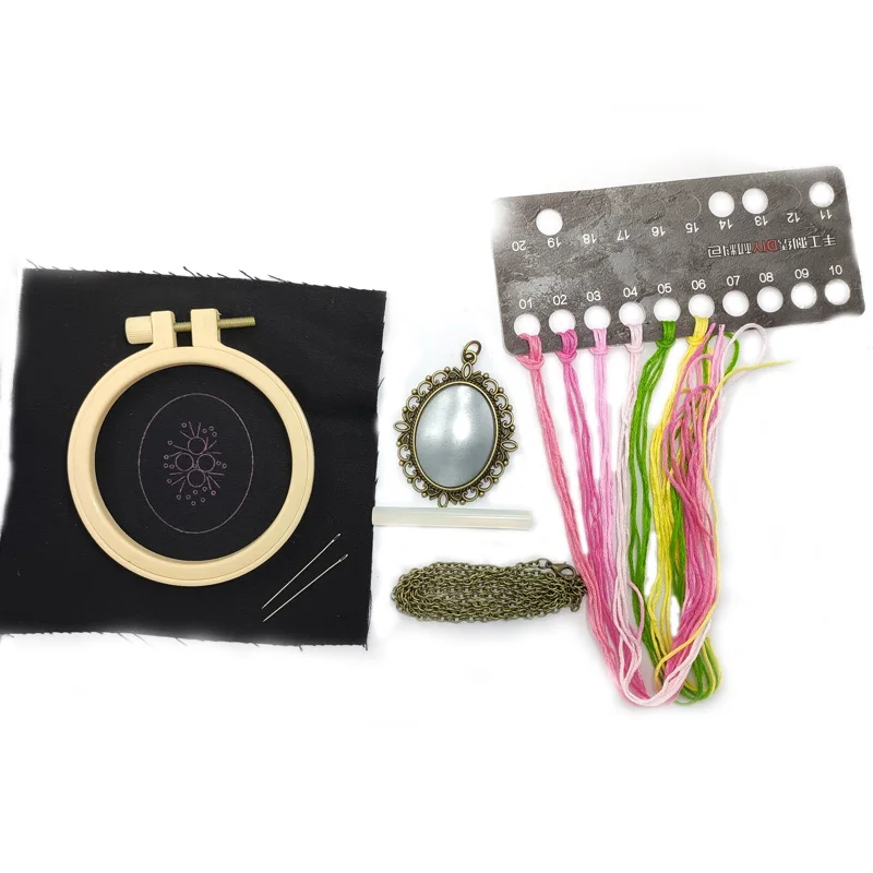 DIY Embroidery Kit Women Chain Necklace Needlework Flower Cross Stitch Sets Sewing Art Handmade Jewelry Gift,embroidery set,embroidery kits