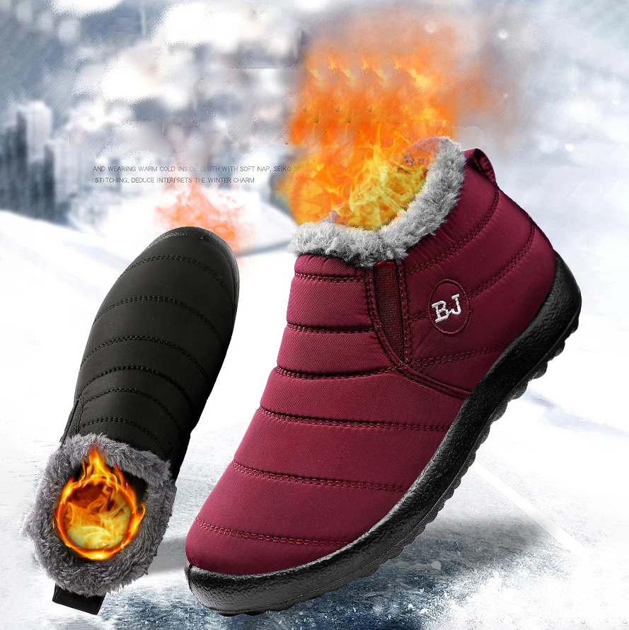 Mejor precio Botas cálidas de moda para hombre y mujer, botas impermeables para exteriores, zapatos planos cálidos de forro polar para parejas, zapatos informales ligeros, 2020 QMrXeNK6DO7