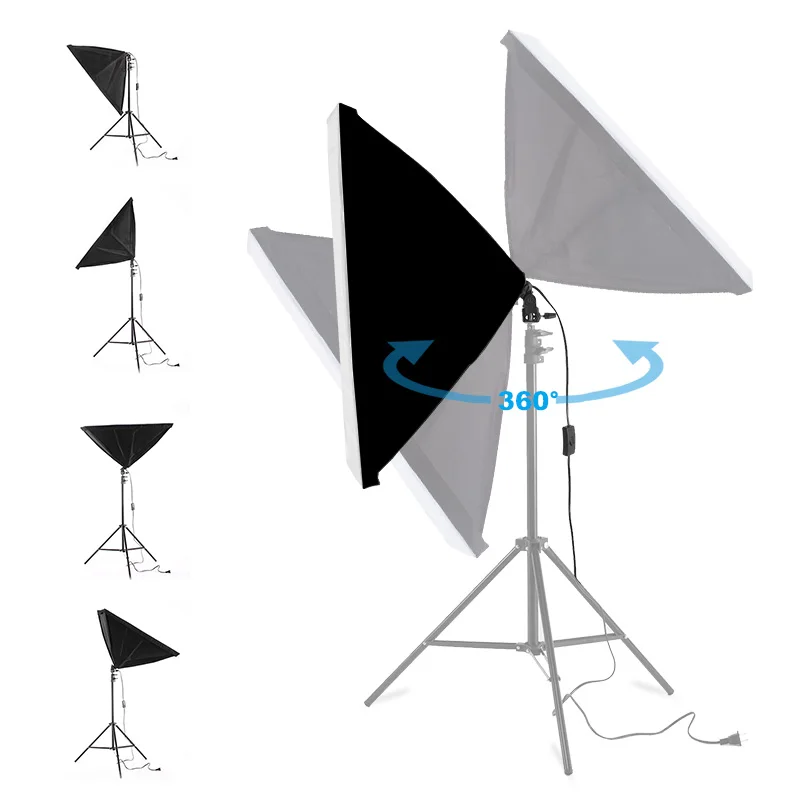 New Photography Softbox Lighting Kits 50x70CM Softbox Professional Continuous Light System For Photo Studio Equipment 2m Tripod