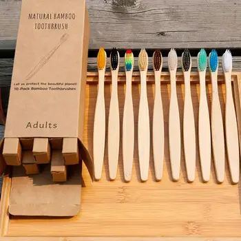 

10Pcs/Set Adult&Kid Environment-friendly Colorful Bamboo Toothbrush Oral Care Bamboo Handle Soft Bristles Tooth Brush Whitening