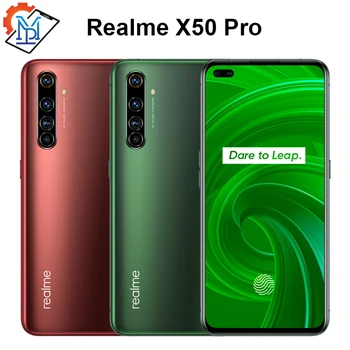 Перейти на Алиэкспресс и купить Оригинальный мобильный телефон Realme X50 Pro, экран 5,44 дюйма, SuperAmoled, 8 ГБ + 128 Гб, Snapdragon 865, Android 10,0, 65 Вт, смартфон Superdart Charge