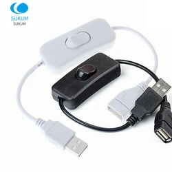 Câble de commutateur USB mâle à femelle, câble de commutation ON OFF, ligne d'alimentation de lampe LED à bascule 28cm, câbles numériques, accessoires 