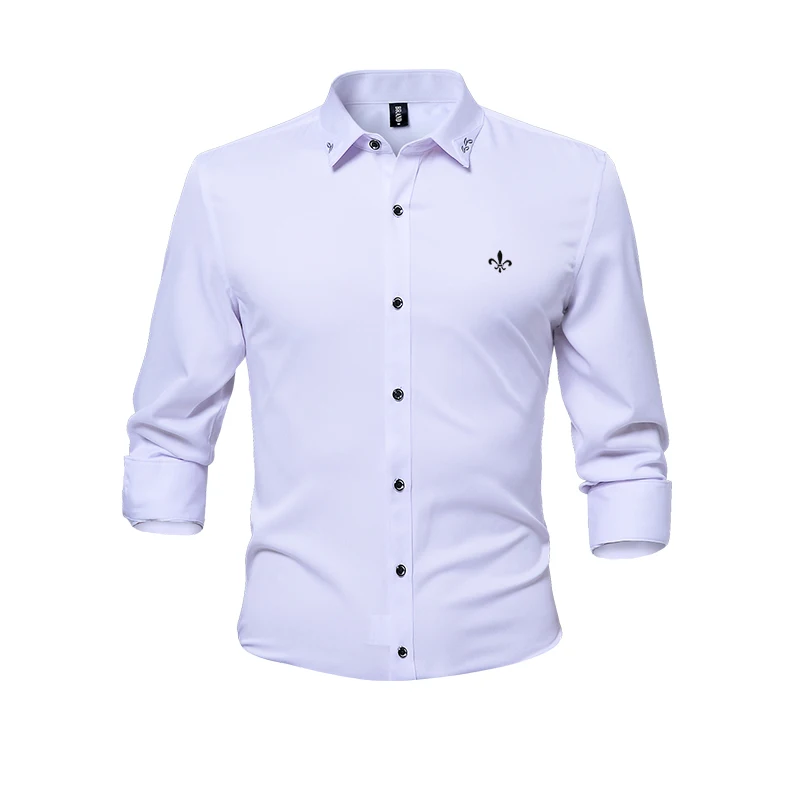 Против морщин и нежелезной моды Blusa Camisa Social Masculina Dudalina с длинным рукавом Slim Fit рубашка мужская Цветочная одежда белая мужская - Цвет: DCZ1701-WHITE