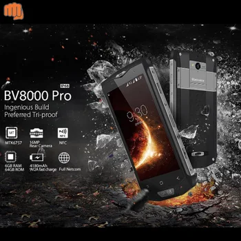 

Blackview BV8000 Pro 5inch 4G Smartphone FHD Waterproof MT6757 Octa-Core 6GB+64GB Fingerprint 16.0MP Camera Quick Charge NFC