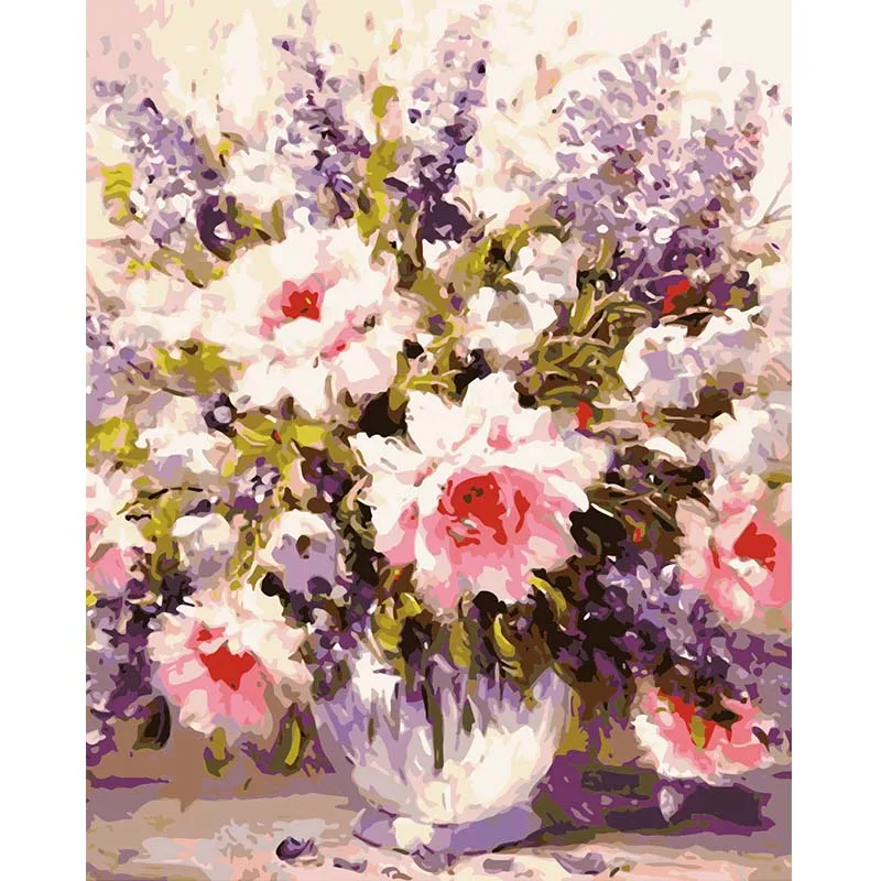 

DIY Framed Hand Painted Coloring Oil Painting Flowers Pictures Canvas Painting For Living Room Wall Art Home Decor Gift