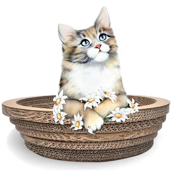 

Cat Scratch Board Big Cat Toy Corrugated Cat Corrugated Paper Bowl With Catnip Cardboard Bowl Grinding Claw Cat Sleeping Bed