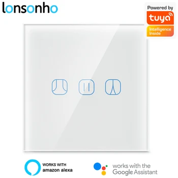 

Lonsonho Wifi Smart Curtain Switch EU US Wireless Remote Control Touch Panel Blind Switch For Blinds Motor Alexa Google Home