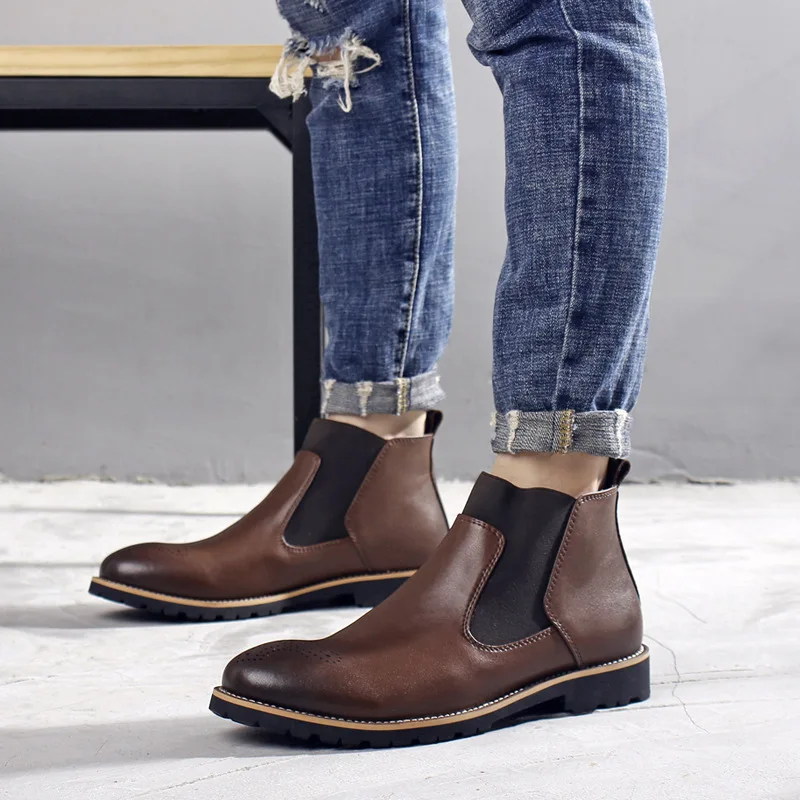 

2019 Autumn And Winter Chelsea England New Style Boots Men's Men Korean-style Pointed-Toe Nightclub Winter Hight-top Fashion