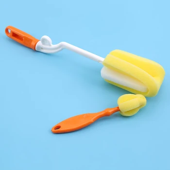 

2Pc Baby Nipple And Bottle Brush 360 Degree Sponge Bottle Pacifier Nozzle Spout Tube Brush Sets Cleaner With Pacifier Brush