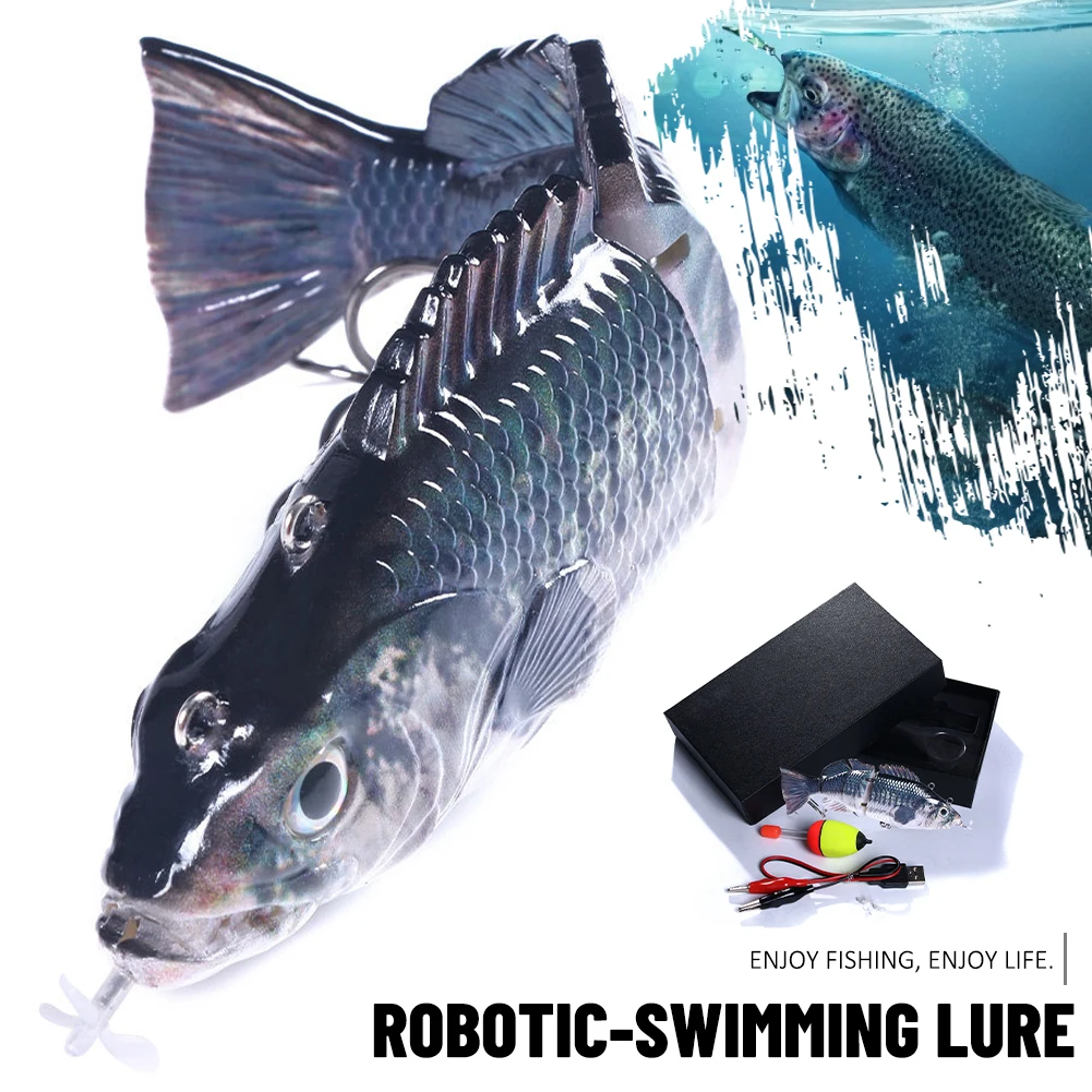 Segmentos de Natação Wobblers para 4 Robótico Elétrico Natação Pesca Iscas Usb Recarregável Piscando Led Luz Isca