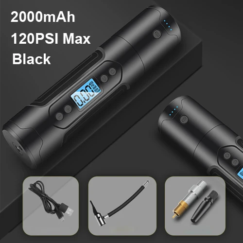 2000mAh Balck 120 150PSI велосипедный Электрический насос Цикл MTB воздушный компрессор перезаряжаемый беспроводной насос для шин велосипед умный автомобиль Надувное велосипед аксессуары - Цвет: 2000mAh Balck 120