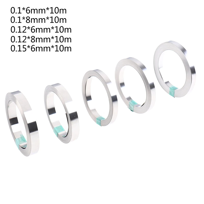 

10M 6mm 8mm x 0.1/0.12/0.15 Nickel Strip Tape For Li 18650 Battery Spot