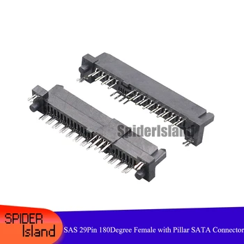 Online 500pcs SAS 29Pin Female Connector 180degree Double Row Plug With Positioning Column SATA Connector Socket
