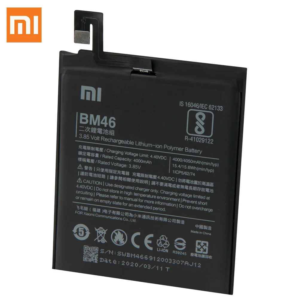 XiaoMi оригинальная запасная батарея BM46 для Xiaomi Redmi Note 3 Pro Redrice Note3 100% новая