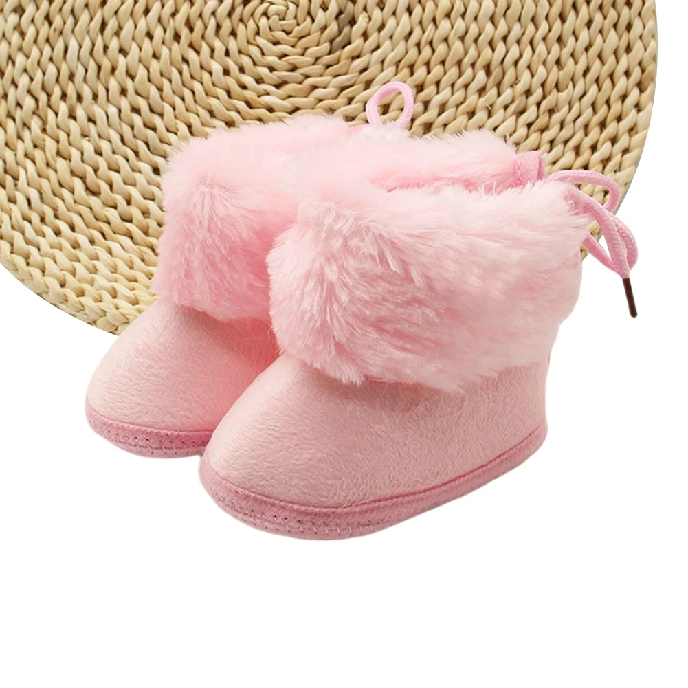 

Sweet Winter Warm Newborn Baby Girls Princess Snow Boots First Walkers Soft Soled Infant Toddler Kids Girl Cotton Footwear Shoes