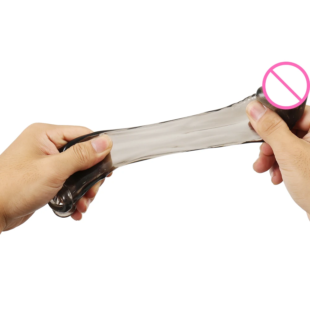 17CM Silicone Penis Enlargement Condoms Penis Extension Sleeves For Adults Intimate Goods Reusable Condom Cock Rings