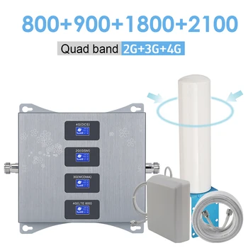 

800 900 1800 2100 Quad Band Cellular Signal Amplifier 4g LTE GSM 2g 3g 4g Signal Repeater 4g LTE B20 B3 Mobile Signal Booster