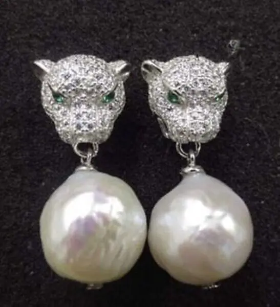 

fashion 12-14mm natural south sea white pearl earrings