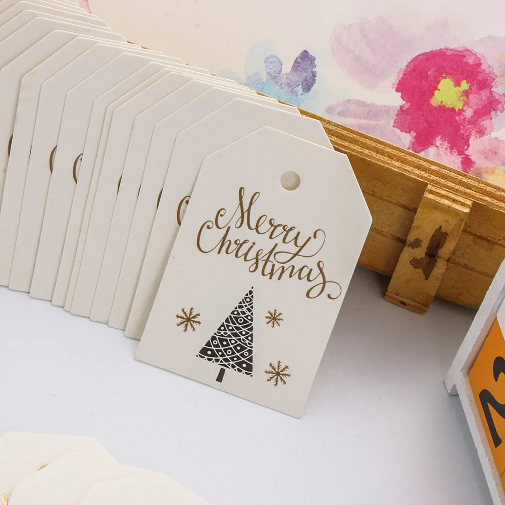 6 видов стилей 50 шт./упак. DIY крафт-бумаги теги Счастливого Рождества этикетки бирки подарочная упаковка Бумага вечерние карты Рождественские украшения принадлежности