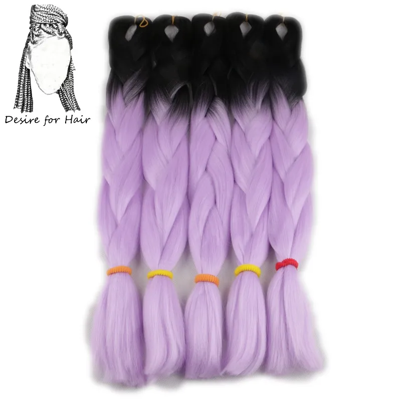 27/613 Desire for hair, 1 упаковка, 24 дюйма, 100 г, синтетические огромные косички, цвет Омбре, черный, серый, бордовый, косички для наращивания волос - Цвет: 27/613