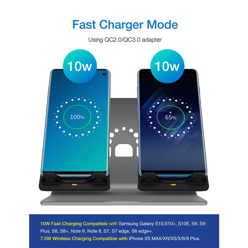  New Dual Handset Wireless Charger Aluminum Alloy Bracket Suitable for 10W Fast Charging of Apple Mo