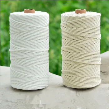 

Durable 200m White Cotton Cord Natural Beige Twisted Cord Rope Craft Macrame String DIY Handmade Home Decorative supply 2-3mm