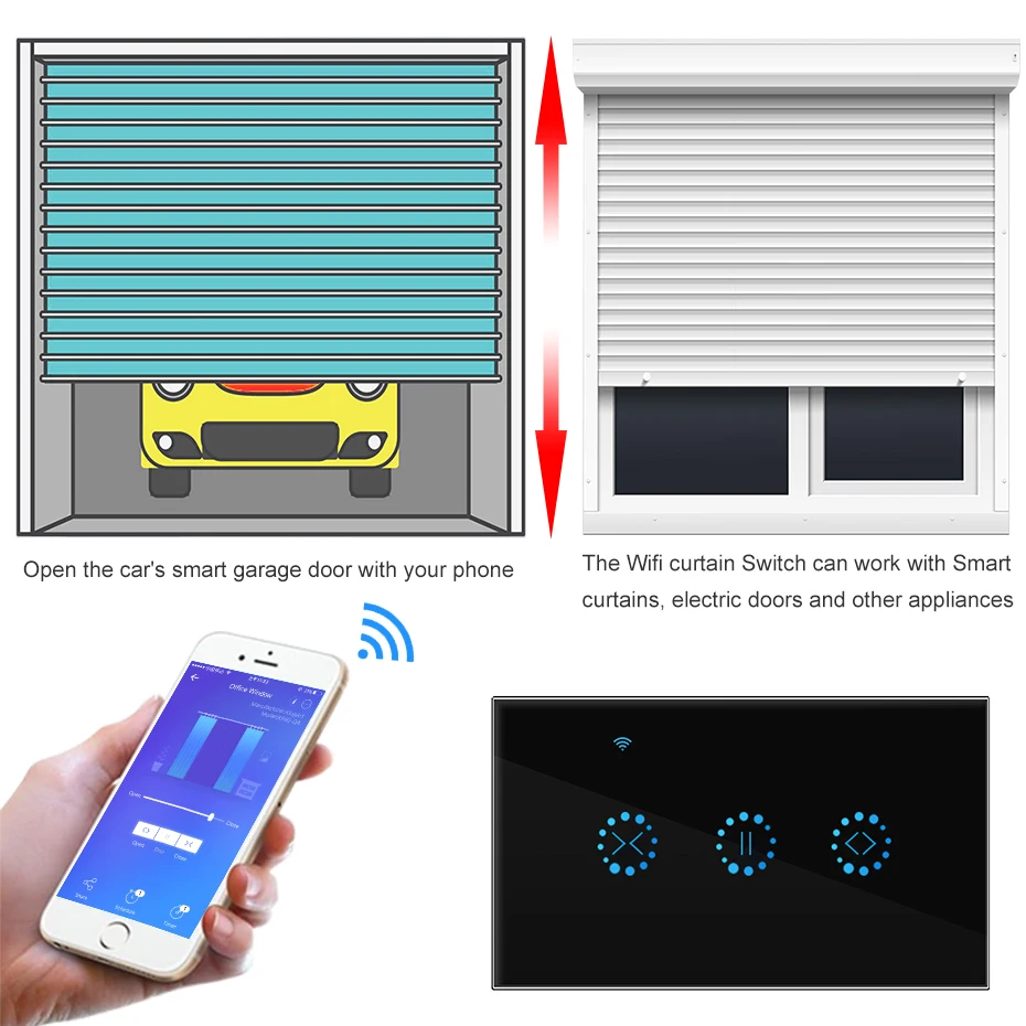 110 v-240 V WiFi Электрический сенсорный экран Смарт жалюзи шторы выключатель Ewelink приложение голосовой Управление от Alexa/Google home жалюзи двигатель/светильник