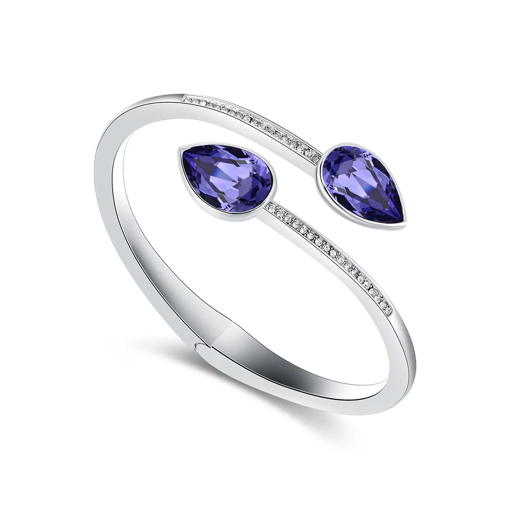 Горячие новые модные регулируемые кристаллы от Swarovski Bilezik размер браслета-манжеты браслет для женщин ювелирные изделия подарок Mujer Pulseras - Окраска металла: Purple