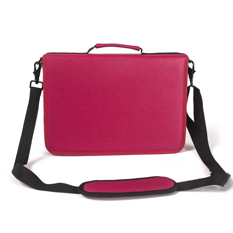 Hot Pink 160 Slots Leather Large Capacity Pencil Bag Gel Pen Case Stationery Art Supplies - Цвет: Hot Pink