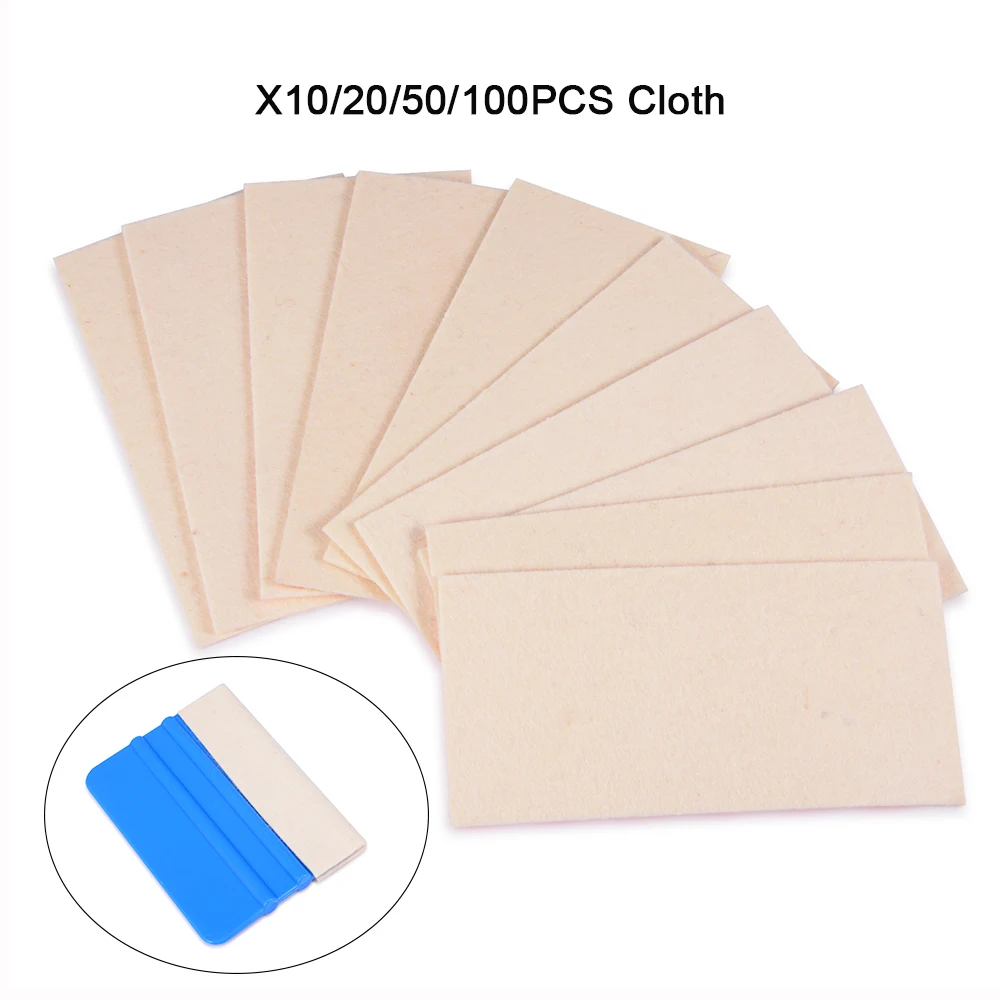 EHDIS 10/20/50/100pcs Spare Wool Felt for 4" Car Vinyl Wrapping Squeegees Window Film Tint Scraper Edge Protective Cloth Tools