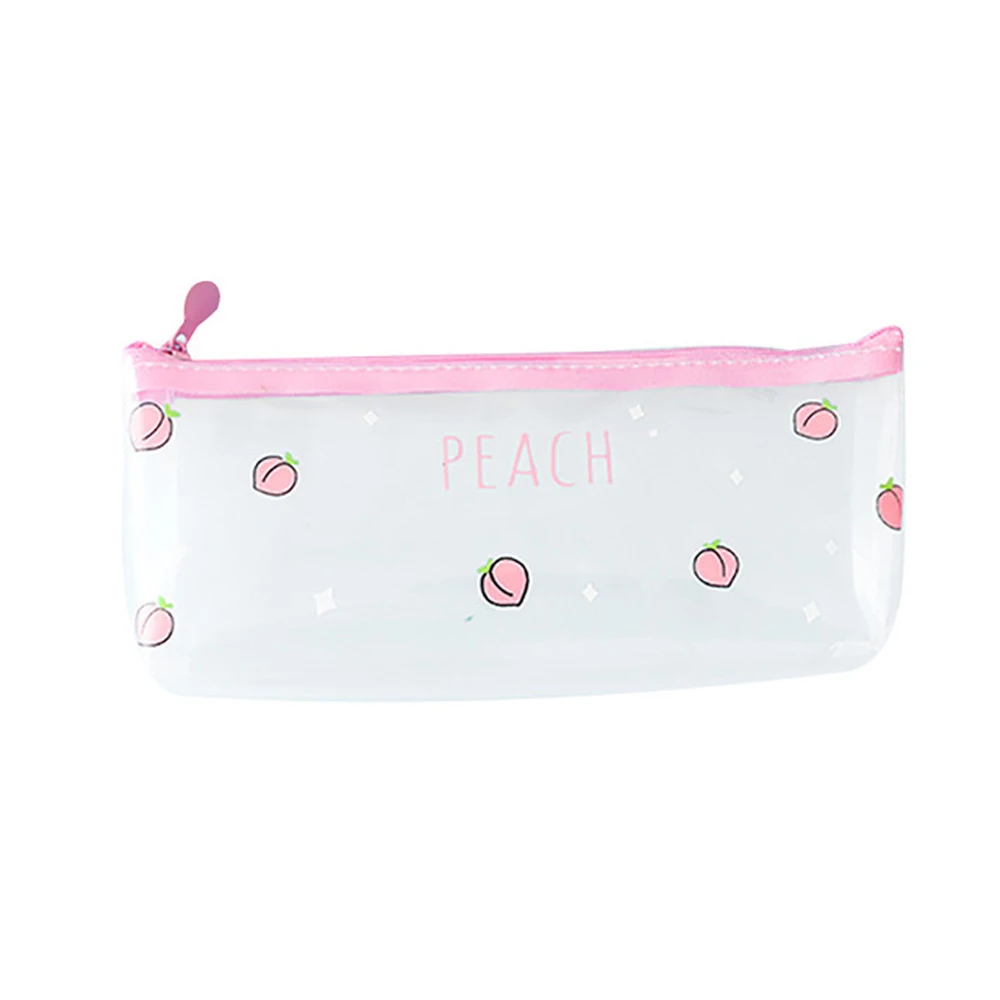 Peach Milk Transparent PVC Pencil Case Cute Storage Bag Stationery Student pouch School Pen Supplies|Пеналы| |